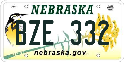 NE license plate BZE332