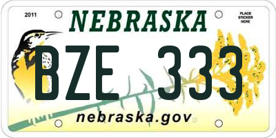 NE license plate BZE333