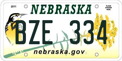 NE license plate BZE334