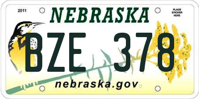 NE license plate BZE378