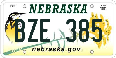 NE license plate BZE385