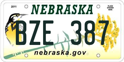NE license plate BZE387