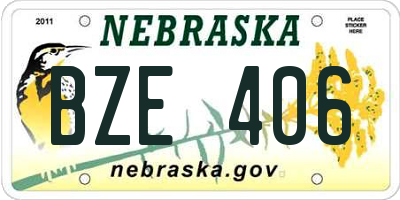 NE license plate BZE406
