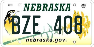 NE license plate BZE408
