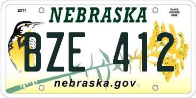 NE license plate BZE412