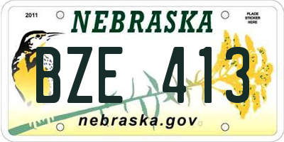NE license plate BZE413