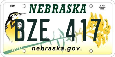 NE license plate BZE417