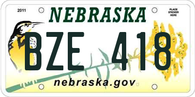 NE license plate BZE418