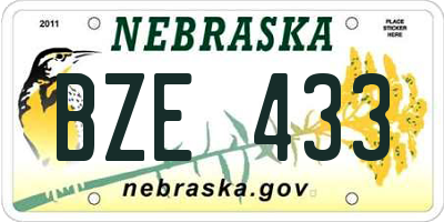 NE license plate BZE433