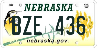 NE license plate BZE436