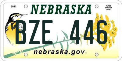 NE license plate BZE446