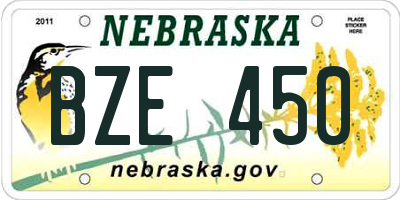 NE license plate BZE450