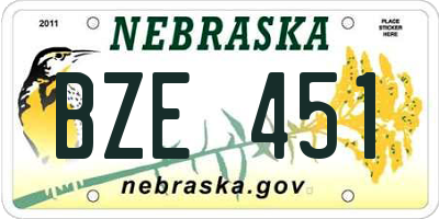 NE license plate BZE451