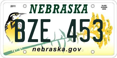 NE license plate BZE453