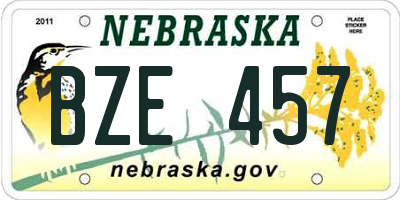 NE license plate BZE457