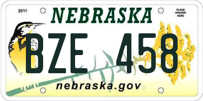 NE license plate BZE458