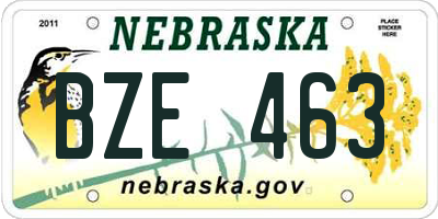 NE license plate BZE463