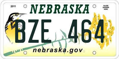 NE license plate BZE464