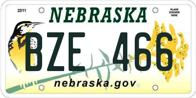 NE license plate BZE466