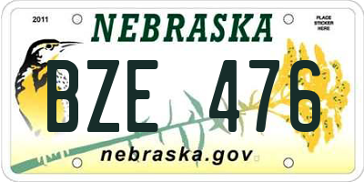 NE license plate BZE476