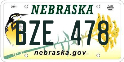 NE license plate BZE478