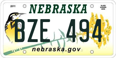 NE license plate BZE494