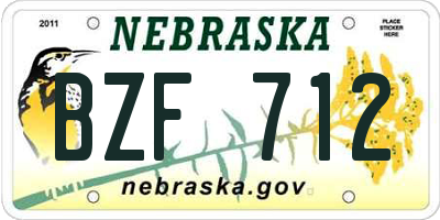 NE license plate BZF712