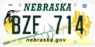 NE license plate BZF714