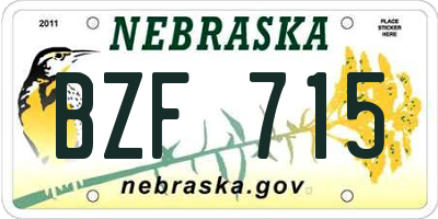 NE license plate BZF715
