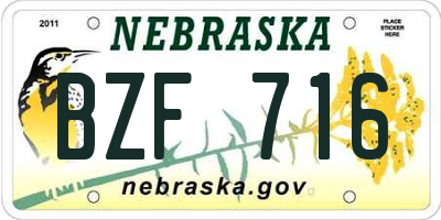 NE license plate BZF716