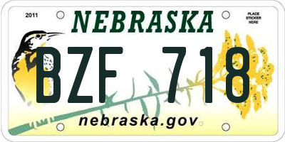 NE license plate BZF718