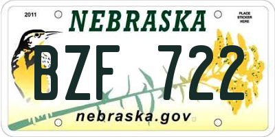 NE license plate BZF722