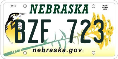 NE license plate BZF723