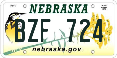 NE license plate BZF724