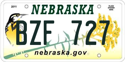 NE license plate BZF727