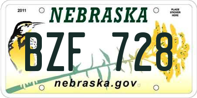 NE license plate BZF728
