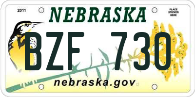 NE license plate BZF730