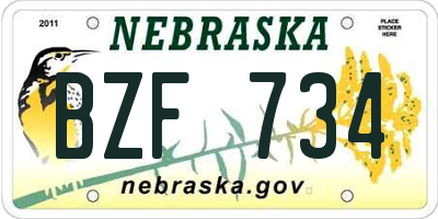 NE license plate BZF734
