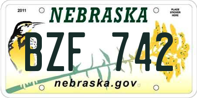 NE license plate BZF742