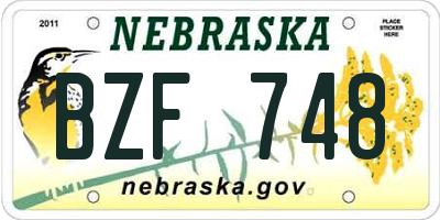 NE license plate BZF748