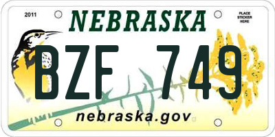 NE license plate BZF749
