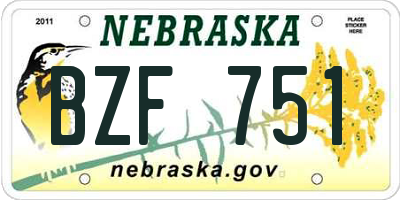 NE license plate BZF751