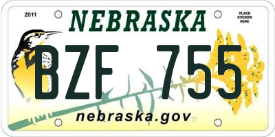 NE license plate BZF755