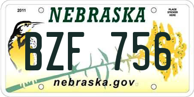 NE license plate BZF756