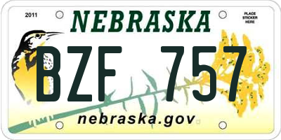 NE license plate BZF757