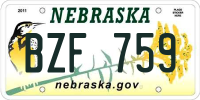 NE license plate BZF759