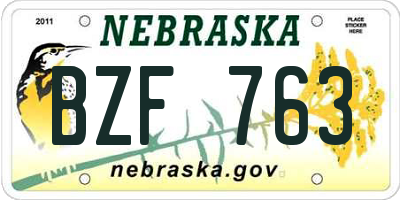 NE license plate BZF763