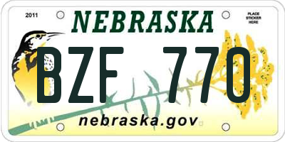 NE license plate BZF770