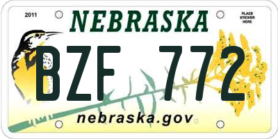 NE license plate BZF772