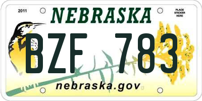 NE license plate BZF783